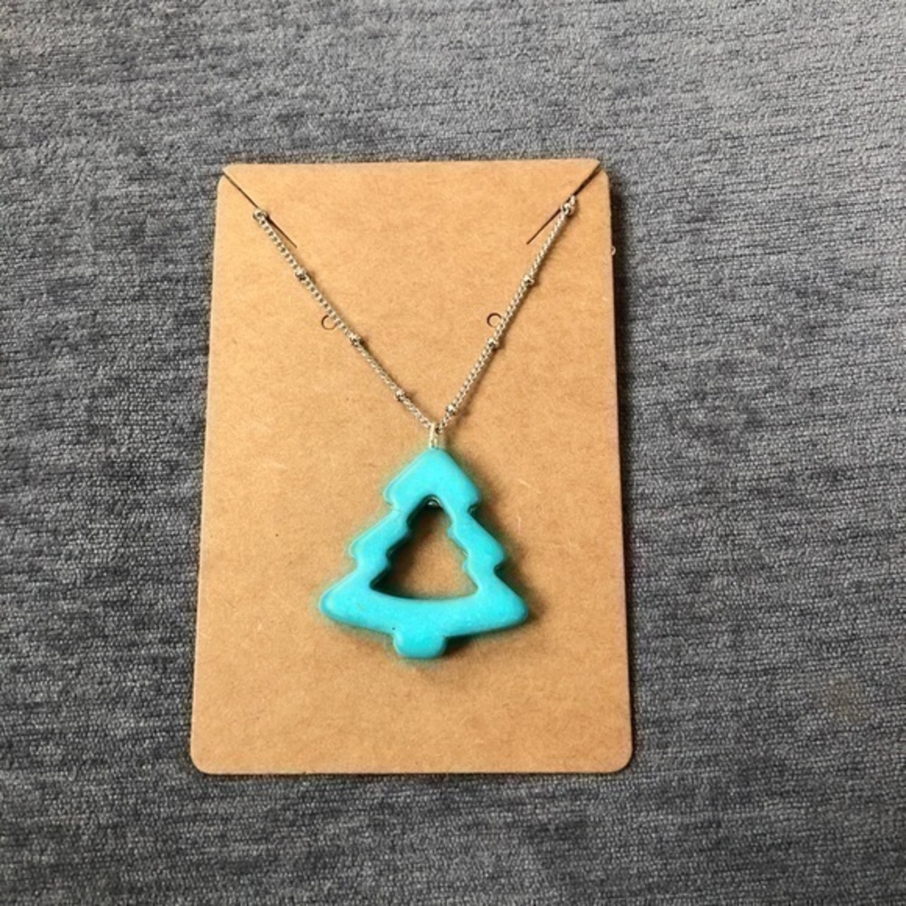 Tree Necklace Turquoise Crackle Silver Chain NWT